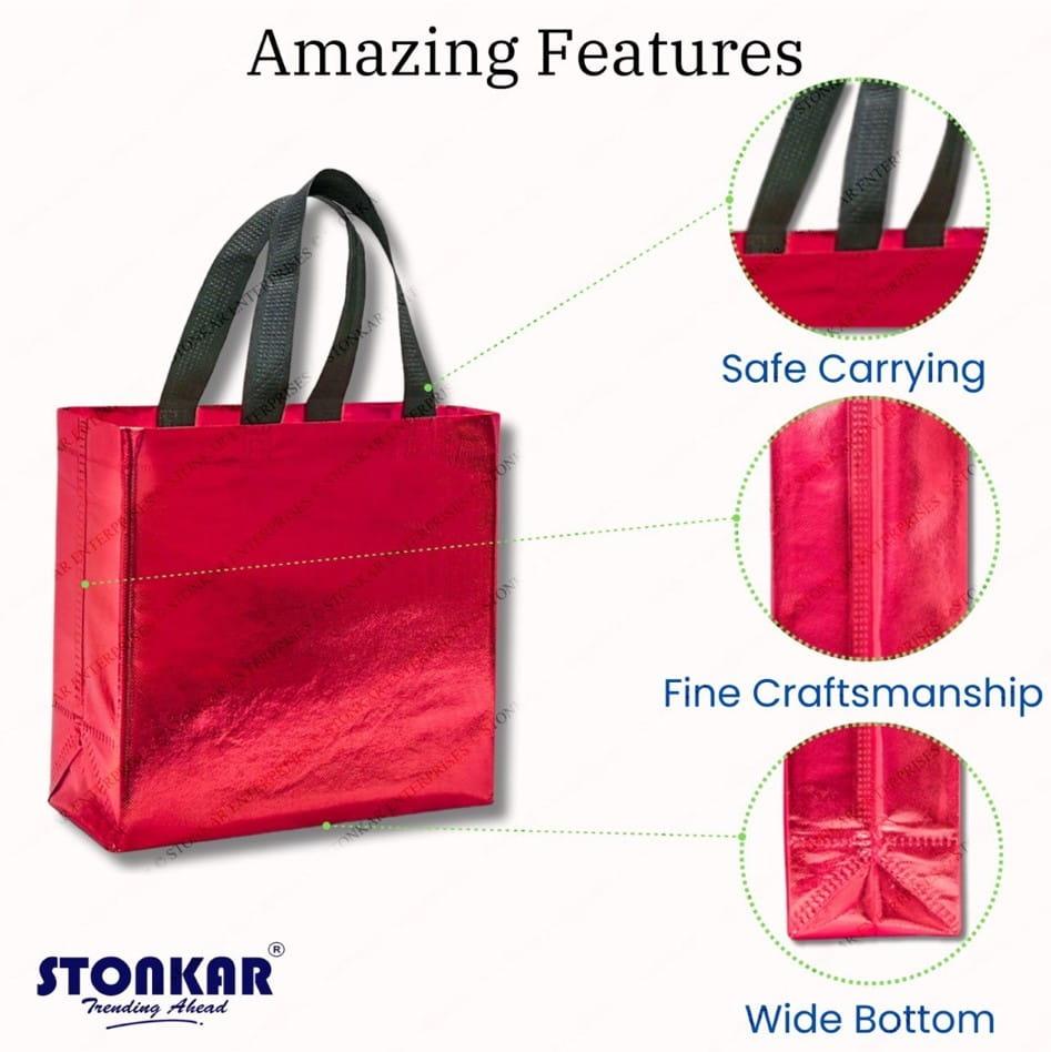 Shopping Bag | Carry Bag for Return Gifts | Non-Woven Gift Bags | Tote Bags (Pack of 10 Pcs) | 9" Inch Small - Stonkar