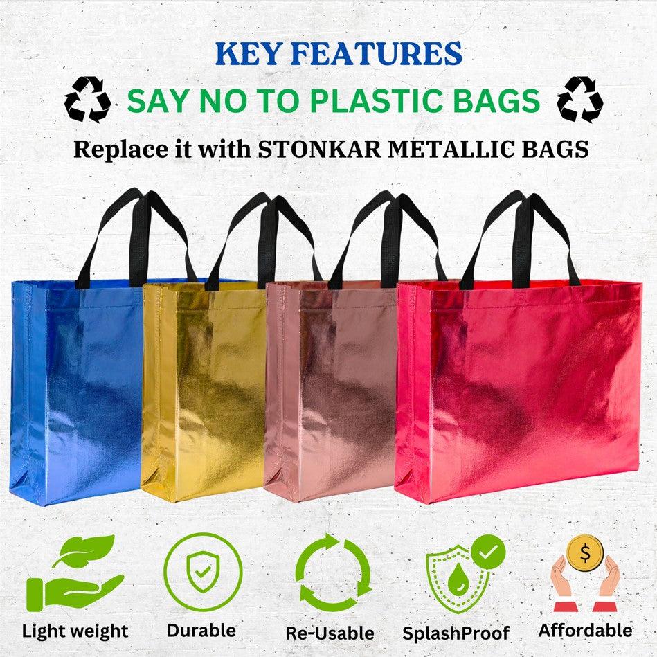 Return gift bags | Shopping Bags | Non-Woven Carry Bag | Tote Bags (Pack of 10 Pcs) | 15" Inch Large | Other sizes available - Stonkar