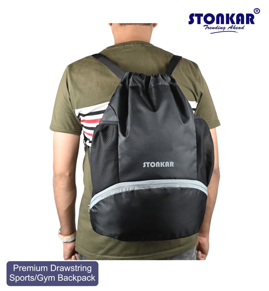 Stonkar Flex Drawstring Bag | Versatile Sports & Gym Bag | Stylish All-Purpose Backpack with Spacious Storage 20" x 17" x 5" Inch