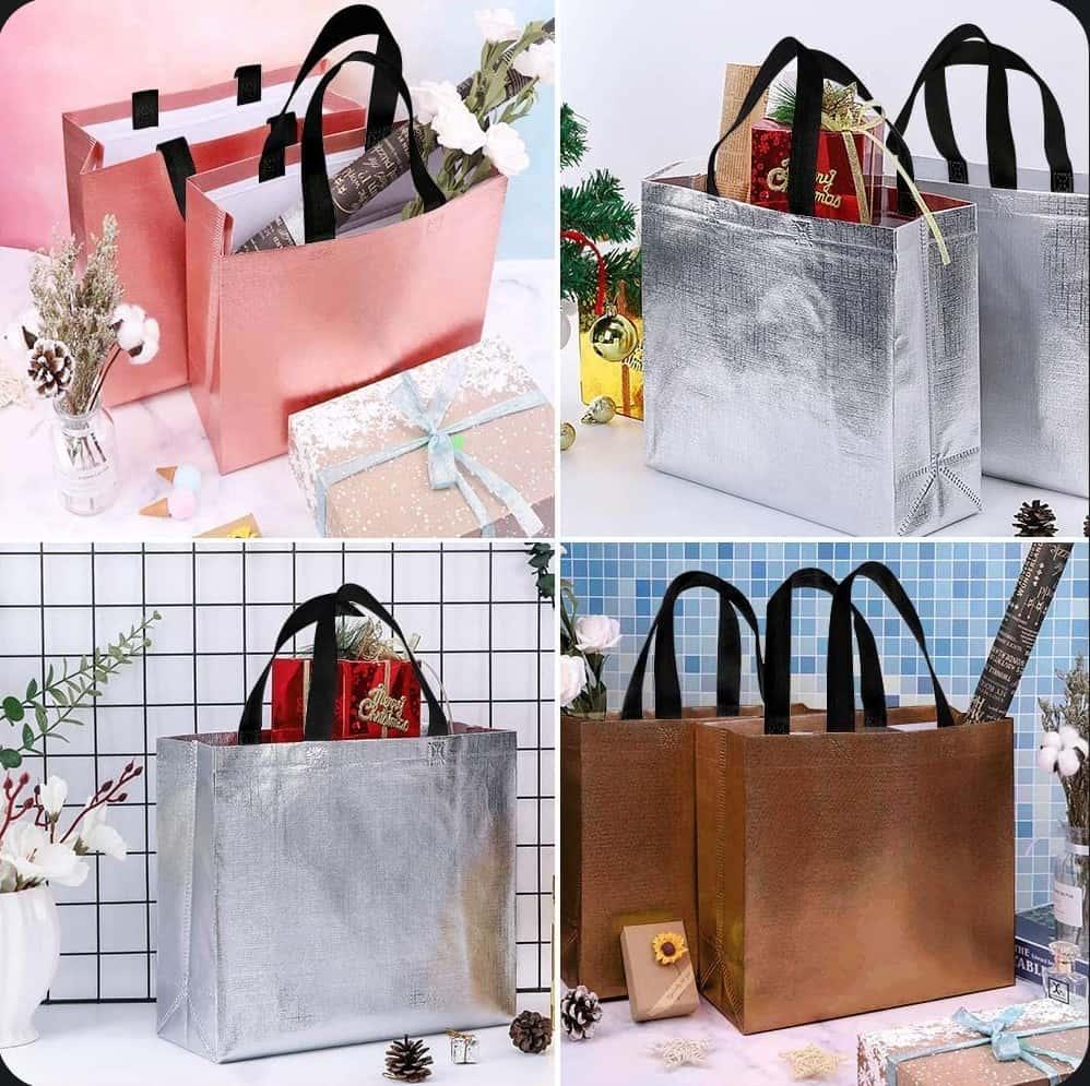 Shopping Bag | Carry Bag for Return Gifts | Non-Woven Gift Bags | Tote Bags (Pack of 10 Pcs) | 12" Inch Medium - Stonkar